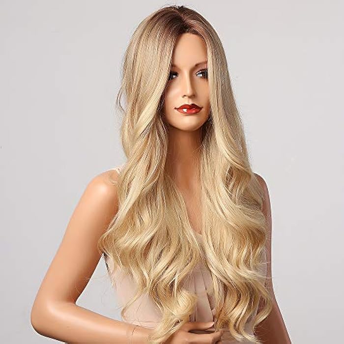 DILLARDS Qihang Long Synthetic Wavy Blonde Ombre Wigs With Bangs For Women, 61Cm - Image 3